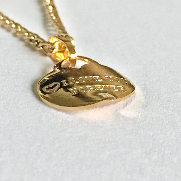 Vintage Gold Heart Necklace I LOVE YOU FOREVER Dainty Small Charm 16" Plated - Picture 5 of 11